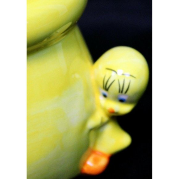'02 Warner Bros Looney Tune Sylvester Cat Tweety Bird Flower Pot Planter Ceramic - Picture 3 of 12